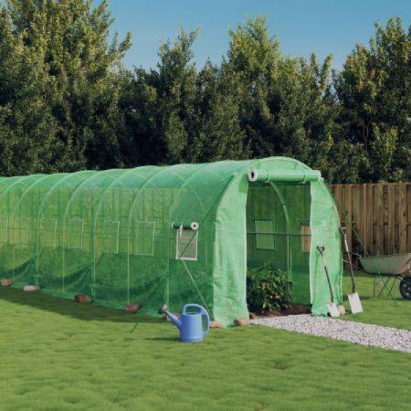 Greenhouse with Steel Frame Green 12 mÂ² 6x2x2 m