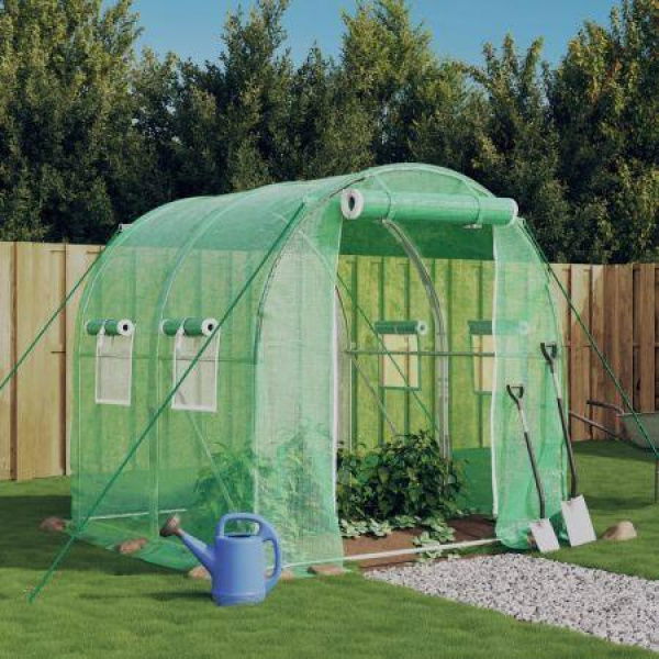 Greenhouse with Steel Frame Green 4 mÂ² 2x2x2 m