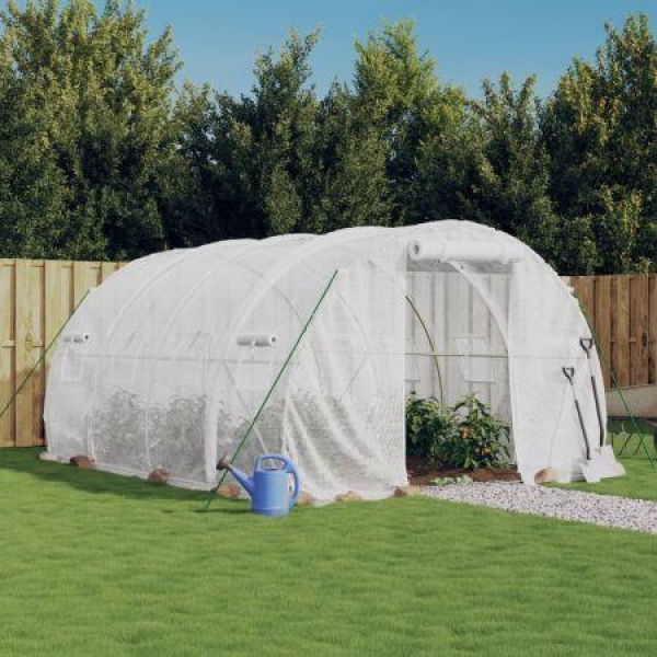 Greenhouse with Steel Frame White 12 mÂ² 4x3x2 m