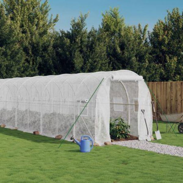 Greenhouse with Steel Frame White 12 mÂ² 6x2x2 m