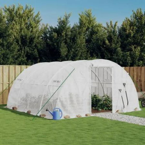 Greenhouse with Steel Frame White 16 mÂ² 4x4x2 m