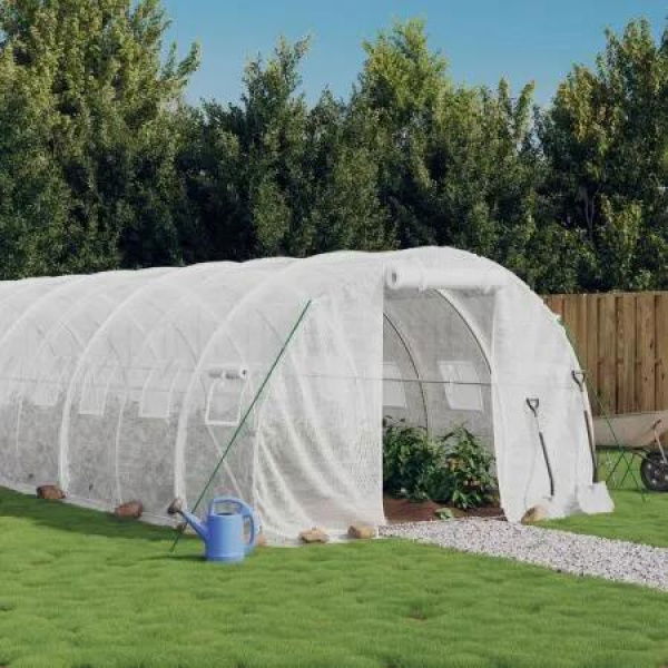 Greenhouse with Steel Frame White 24 mÂ² 8x3x2 m