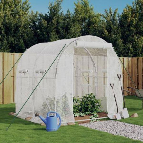 Greenhouse with Steel Frame White 4 mÂ² 2x2x2 m