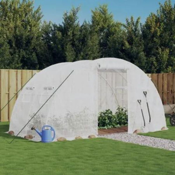 Greenhouse with Steel Frame White 8 mÂ² 4x2x2 m