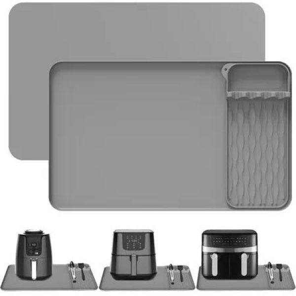 Grey 2 In 1 Detachable Design Air Fryer Mat Oil Resistant Non Slip Ideal For Various Kitchen Appliances And Baking Needs