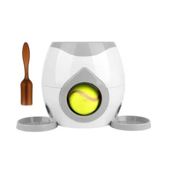 Grey Double Hole Dog Food Reward Machine Interactive Training Toy Intelligent Automatic Feeder for Pets