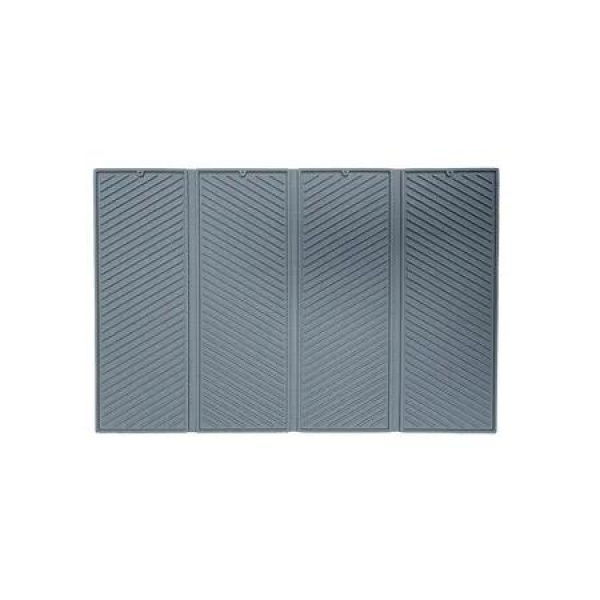 Grey Four Fold 58x38cm Square Silicone Drain Mat Multifunctional Kitchen Drying Insulation Mat