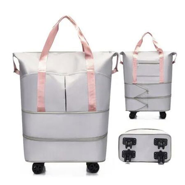 Grey Large Capacity Travel Bag Waterproof Expandable Universal Wheels 3 Pockets Free Password Lock Dry & Wet Separation