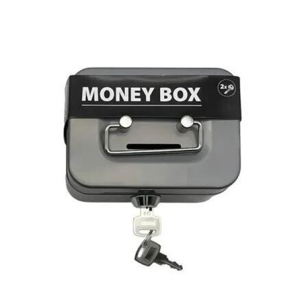 Grey Small Storage Coin Box with Key Creative Portable Bank