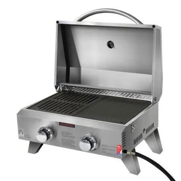 Grillz Portable Gas BBQ Grill 2 Burners with 2 Plates