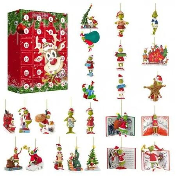 Grinch Advent Calendar Christmas Surprises 24 Days of Collectible for Kids Teens Christmas Vacation Gifts Christmas Decorations