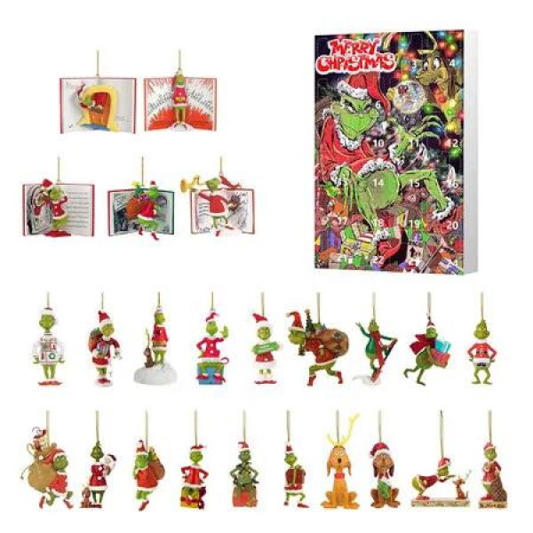 Grinch Christmas Countdown Calendar,with 24 Collectible Advent Calendar for Kids Boy Girls,Xmas Vacation Gifts Idea