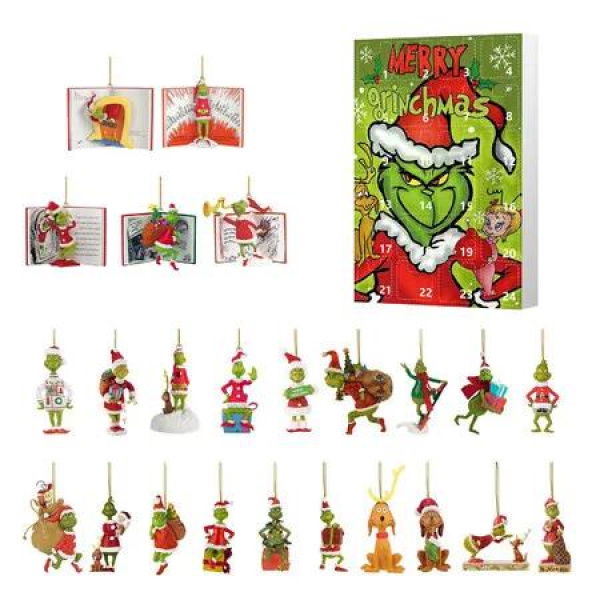 Grinch Christmas Countdown Calendar,with 24 Collectible Advent Calendar for Kids Boy Girls,Xmas Vacation Gifts Idea