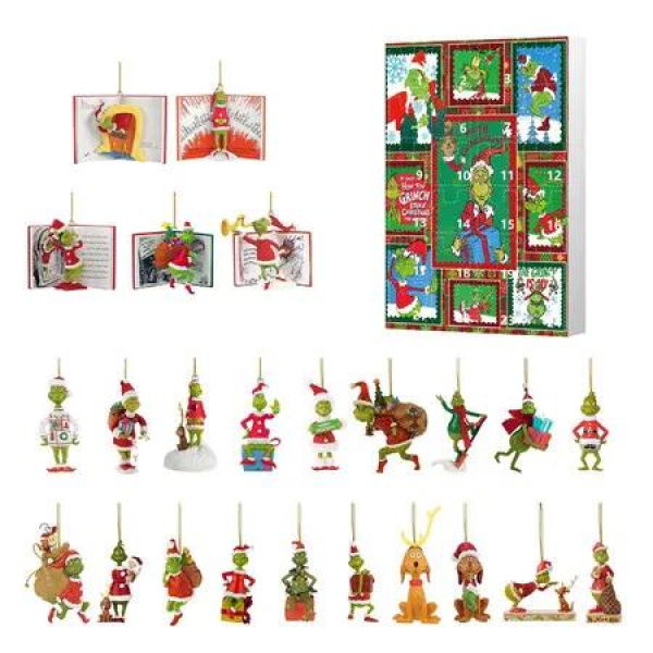 Grinch Christmas Countdown Calendar,with 24 Collectible Advent Calendar for Kids Boy Girls,Xmas Vacation Gifts Idea