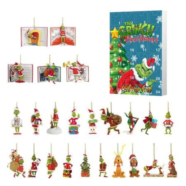 Grinch Christmas Countdown Calendar,with 24 Collectible Advent Calendar for Kids Boy Girls,Xmas Vacation Gifts Idea