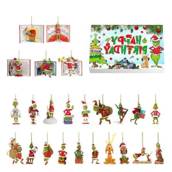 Grinch Christmas Countdown Calendar,with 24 Collectible Advent Calendar for Kids Boy Girls,Xmas Vacation Gifts Idea