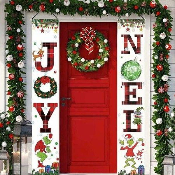 Grinch Christmas Decorations Grinch Porch Sign Door Banner Merry Grinchmas Theme Photography Yard Sign Banner E