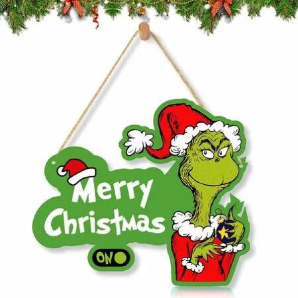 Grinch Christmas Decorations Hanging Signs Door Sign for Holiday Decor Ornaments for Christmas Tree