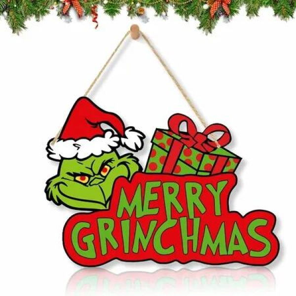 Grinch Christmas Decorations Hanging Signs Door Sign for Holiday Decor Ornaments for Christmas Tree