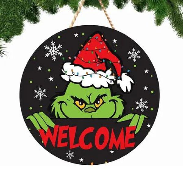 Grinch Christmas Decorations Hanging Signs Door Sign for Holiday Decor Ornaments for Christmas Tree