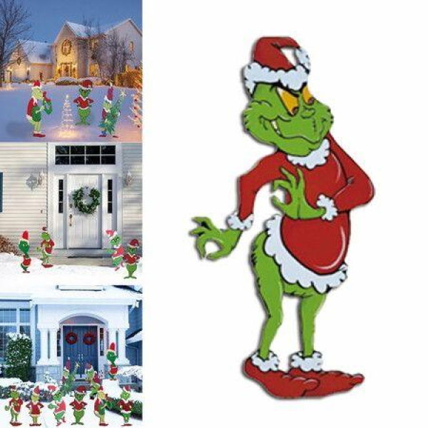 Grinch Christmas Yard Signs Decorations Outdoor Decoration Christmas Tree Corrugate Yard Stake Signs Christmas Decoration Lawn Yard Outdoor Decoration