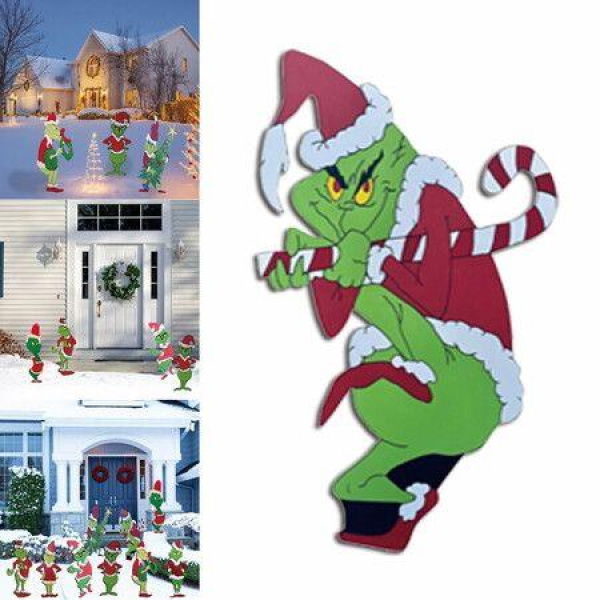 Grinch Christmas Yard Signs Decorations Outdoor Decoration Christmas Tree Corrugate Yard Stake Signs Christmas Decoration Lawn Yard Outdoor Decoration