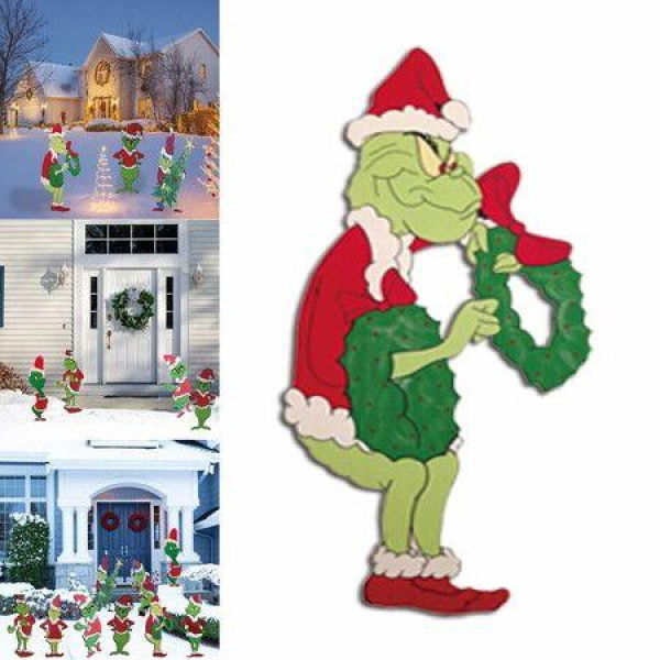 Grinch Christmas Yard Signs Decorations Outdoor Decoration Christmas Tree Corrugate Yard Stake Signs Christmas Decoration Lawn Yard Outdoor Decoration