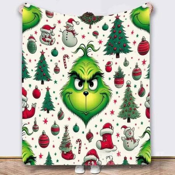 Grinch Throw Blanket 100*130cm,Grinch Christmas Couch Blanket Flannel Bedding Grinch Theme Christmas Decorations