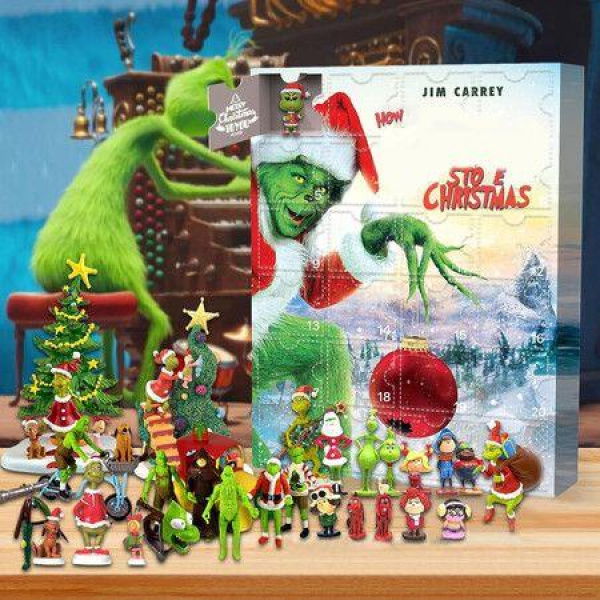 Grinchs Toys Cute Figures Doll Advent Calendar Advent Calendar,24 Days of Christmas ,24PCS Cute Cartoon Elf Figures Doll Vacation Gifts