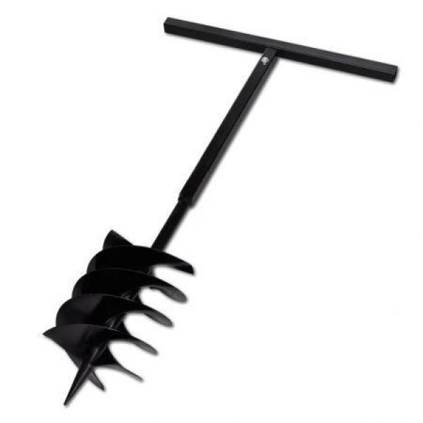 Ground Drill With Handle Auger Bit 200 Mm Three Spirals Steel Black