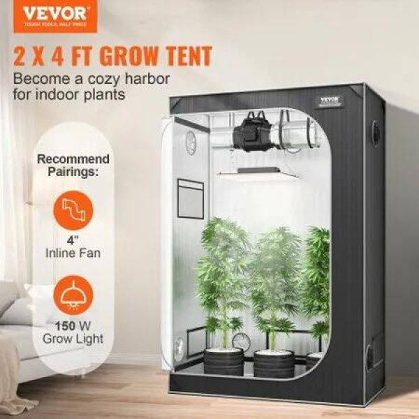 Grow Tent 48 x 24 x 72 in Indoor Growing Tent Hydroponic Window Door Tray