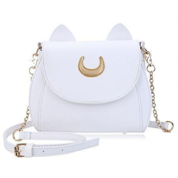 Guapabien Cat Shape Crescent Detachable Strap Rivet Shoulder Messenger Bag For Women