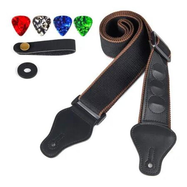 Guitar Strap, Acoustic Electric Guitar Straps,Bass Guitar Strap with 3 Guitar Picks Holder Ends