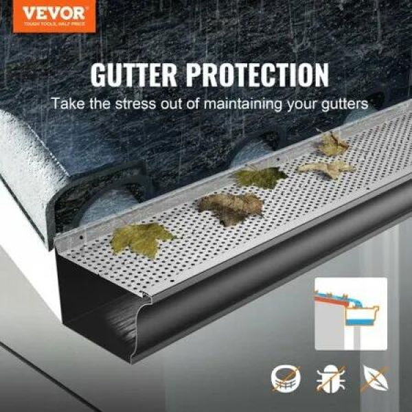 Gutter Guard 152mm Width Aluminum Leaf Filter DIY Gutter Cover 26 PCS 264cm Total Length 4mm Hole Diameter & 0.5mm Thick Raptor Gutter Guards Fits Any Roof