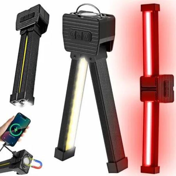 Gym Lamp,Portable Gym Lighting,Magnetic Work Light Rechargeable,180 Degree Rotate Foldable with Hang Hook Camping Lamp,USB Power Bank LED Flashlight