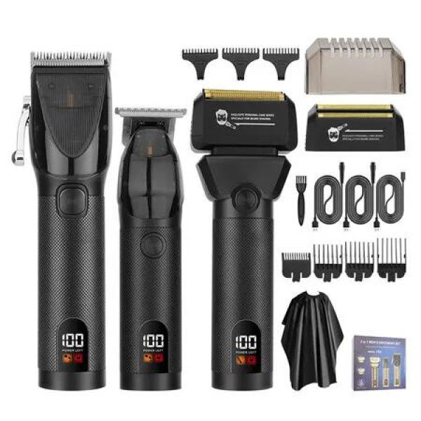 Hair Clippers for Men Professional Barber Trimmer Set Electric Cordless Foil Shavers Razor Cutting Grooming Kit(Black)