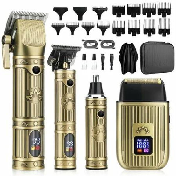 Hair Clippers for Men Professional Beard Trimmer Kit,Cordless Foil Shaver Nose Hair Trimmer Set,Shaving Fade Haircut Kit LED Display