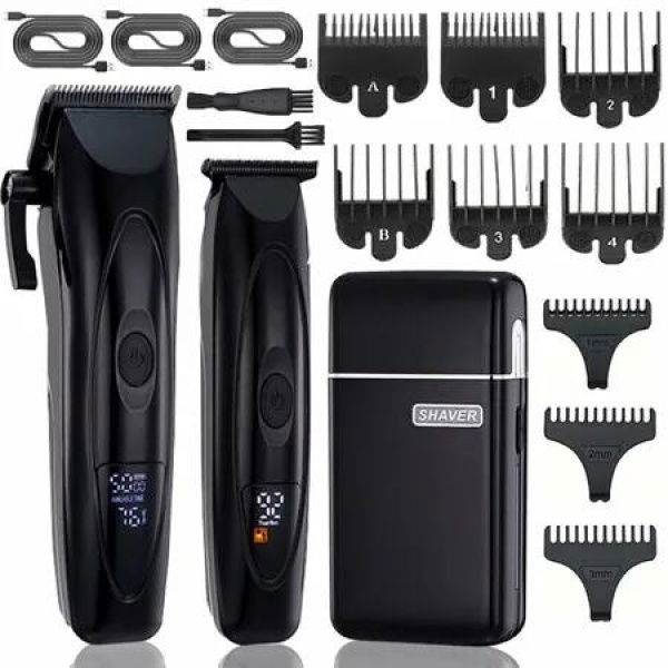 Hair Clippers for Men Professional Hair Trimmer Cordless Foil Shavers for Men Set,Rechargeable Barber Clippers Cutting Kit Beard Shaver(Black)