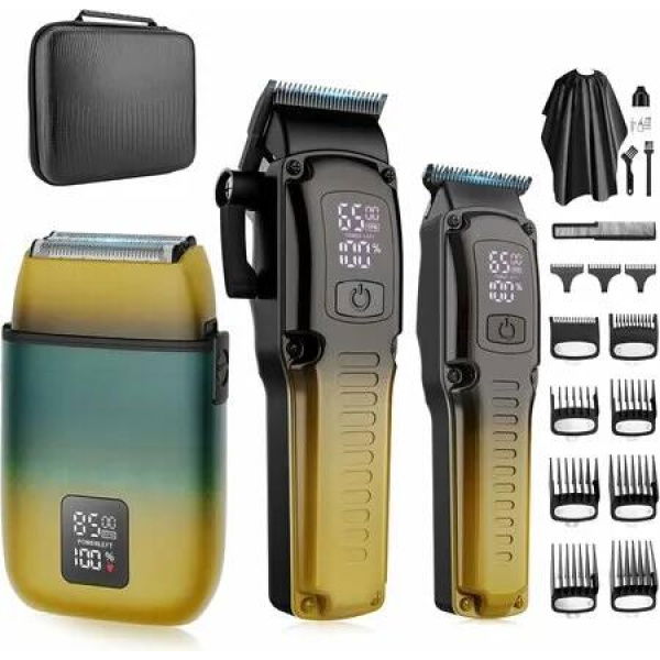 Hair Clippers Trimmer Shaver Set Cordless Professional Barber Salon Mens Zero Gap T Blade Cutting Kit Grooming Precision Fade