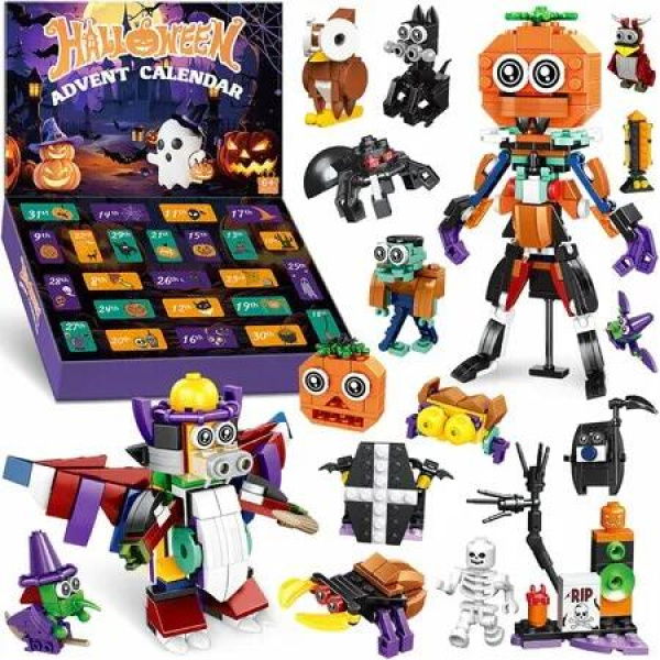 Halloween Advent Calendar 2025 Building Toy Set,Countdown Calendar Building Blocks Set Surprise Toys Gift Kids Teens