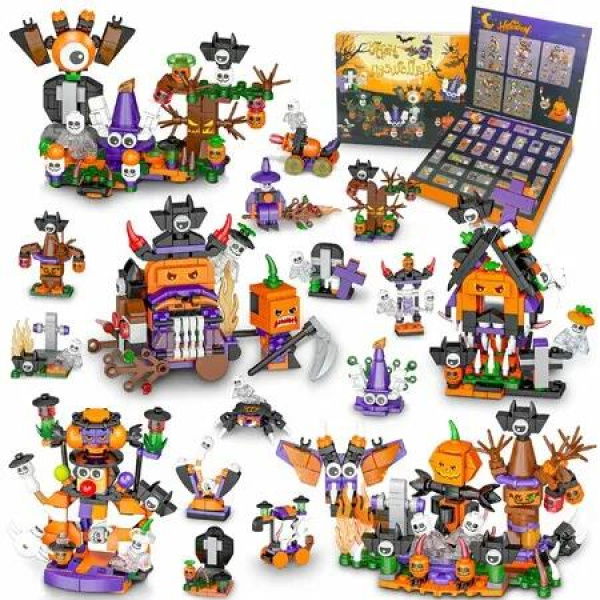 Halloween Advent Calendar 2025 for Kids,31 Days Halloween Countdown Calendar with Building Blocks Set Gifts for Teens Boys Girls