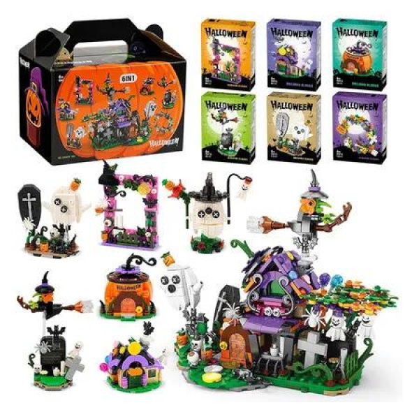 Halloween Advent Calendar 2025 with Building Blocks for Boys Girls, Halloween Countdown Calendars 6 In 1 Building Blocks