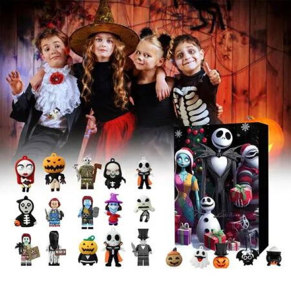 Halloween Advent Calendar, Halloween Countdown Calendar Contains 24 Gifts, Scary Doll Horror Figures Gift for Kids