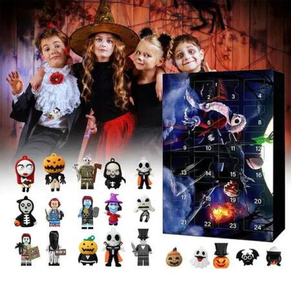 Halloween Advent Calendar, Halloween Countdown Calendar Contains 24 Gifts, Scary Doll Horror Figures Gift for Kids