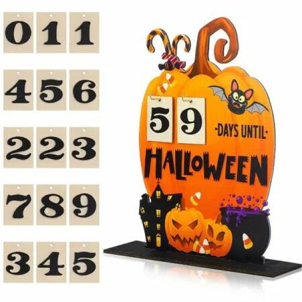 Halloween Advent Calendar Wooden Countdown Calendar for Home Classroom Handmade Table Decorations Halloween Gifts