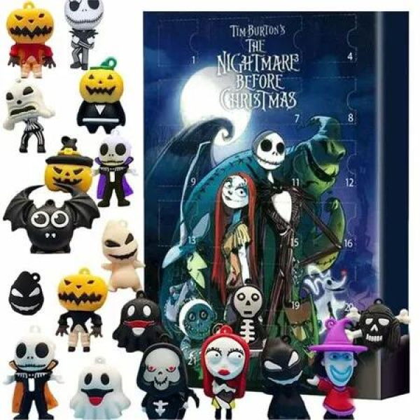 Halloween Advent Calendar,Contains 24 Gifts,Halloween Horror Movie Figures Advent Calendar,Halloween Countdown Calendar,Halloween Doll Collectible Figures Gift for Kids (A)