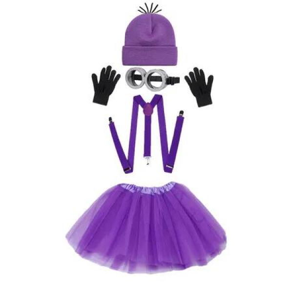 Halloween Costume for Men Women Goggles Glasses Purple Beanie Hats Black Gloves Accessories Cosplay Party Set