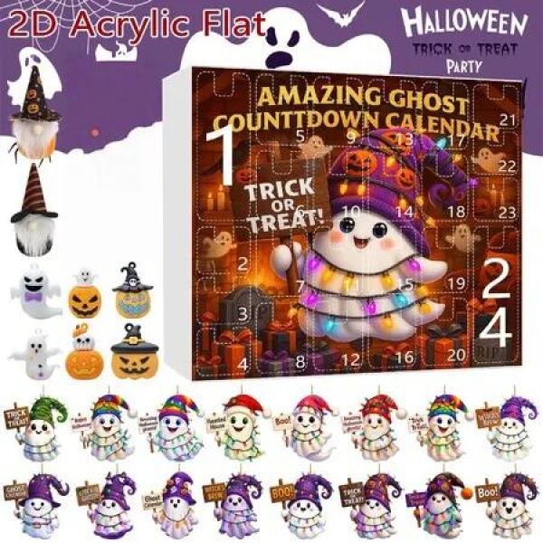 Halloween CountDown Advent Calendar with Ghost Gnome Pumpkin Plush Toys Dolls Pendants Ornaments For Indoor Outdoor Home Party Decoration