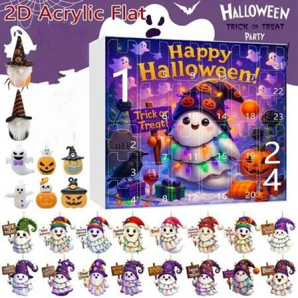 Halloween CountDown Advent Calendar with Ghost Gnome Pumpkin Plush Toys Dolls Pendants Ornaments For Indoor Outdoor Home Party Decoration