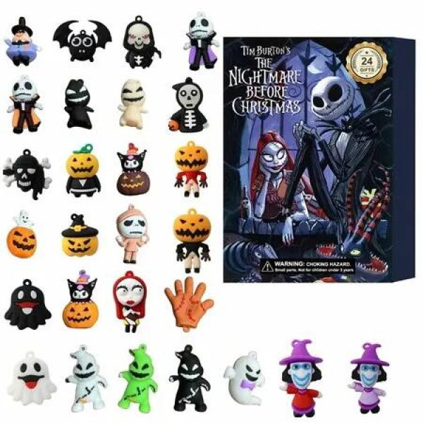 Halloween Countdown Calendar 24 Day,Scary Halloween Doll Horror Movie Figures Advent Calendar,Nightmare Before Christmas Advent Gift for Kids